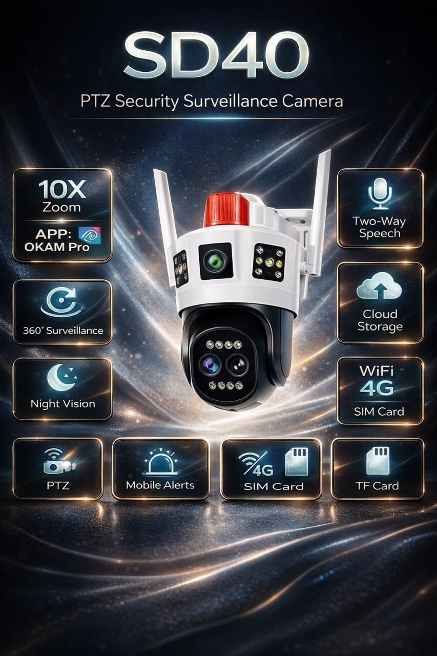 Беспроводная IP кamera SD40 WiFi - смарт кamera, 24/7 онлайн наблюдение, для дома и офиса, с поддержкой телефона