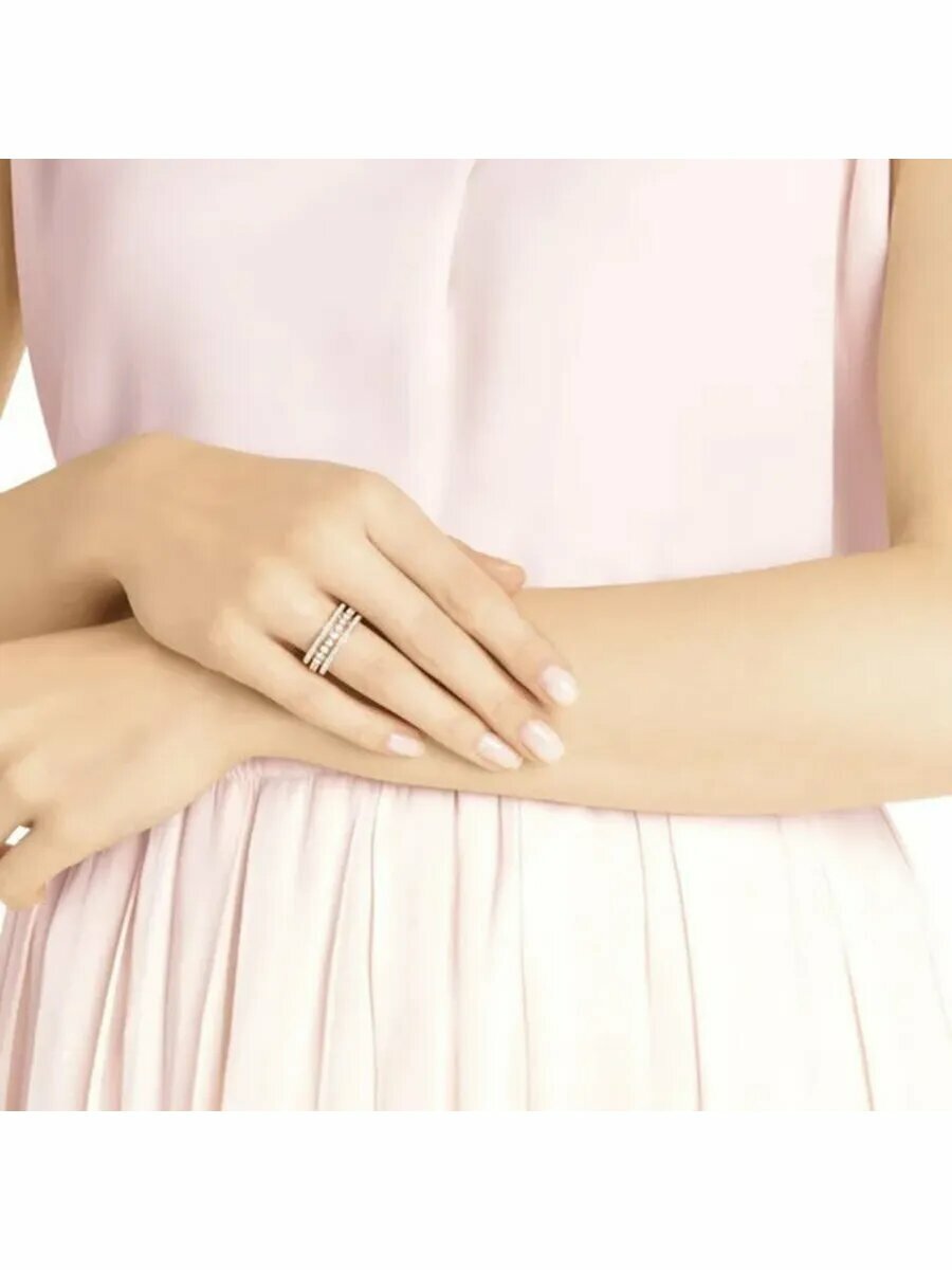 Кольцо помолвочное SWAROVSKI, кристаллы Swarovski, размер 16, золотой — фото 1