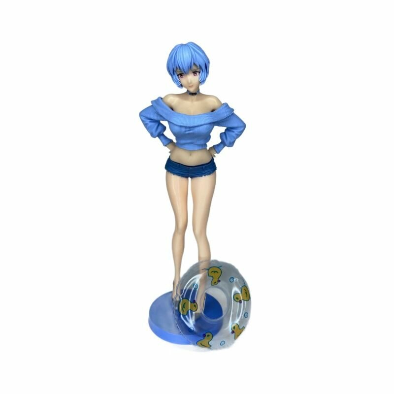 Фигурка Аянами Рей EVA 22 см, PVC, летний наряд джинсовые шорты, цветная коробка