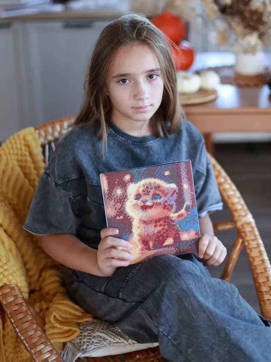 Алмазная мозаика на подрамнике 20x20 "Леопардик" — фото 1