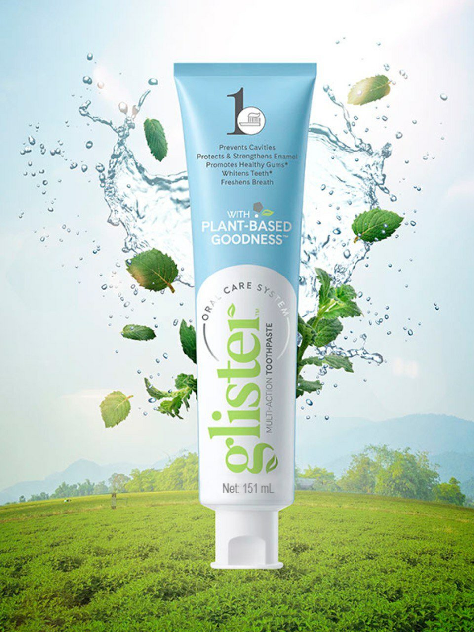 Зубная паста Glister 151 мл, с фтором, освежает дыхание, укрепляет эмаль