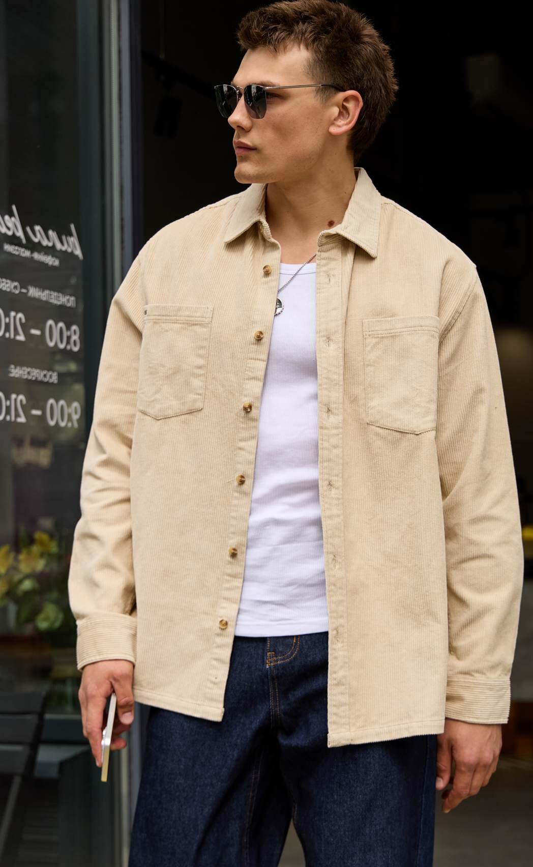 Рубашка вельветовая рубашка-куртка XL(52-54)