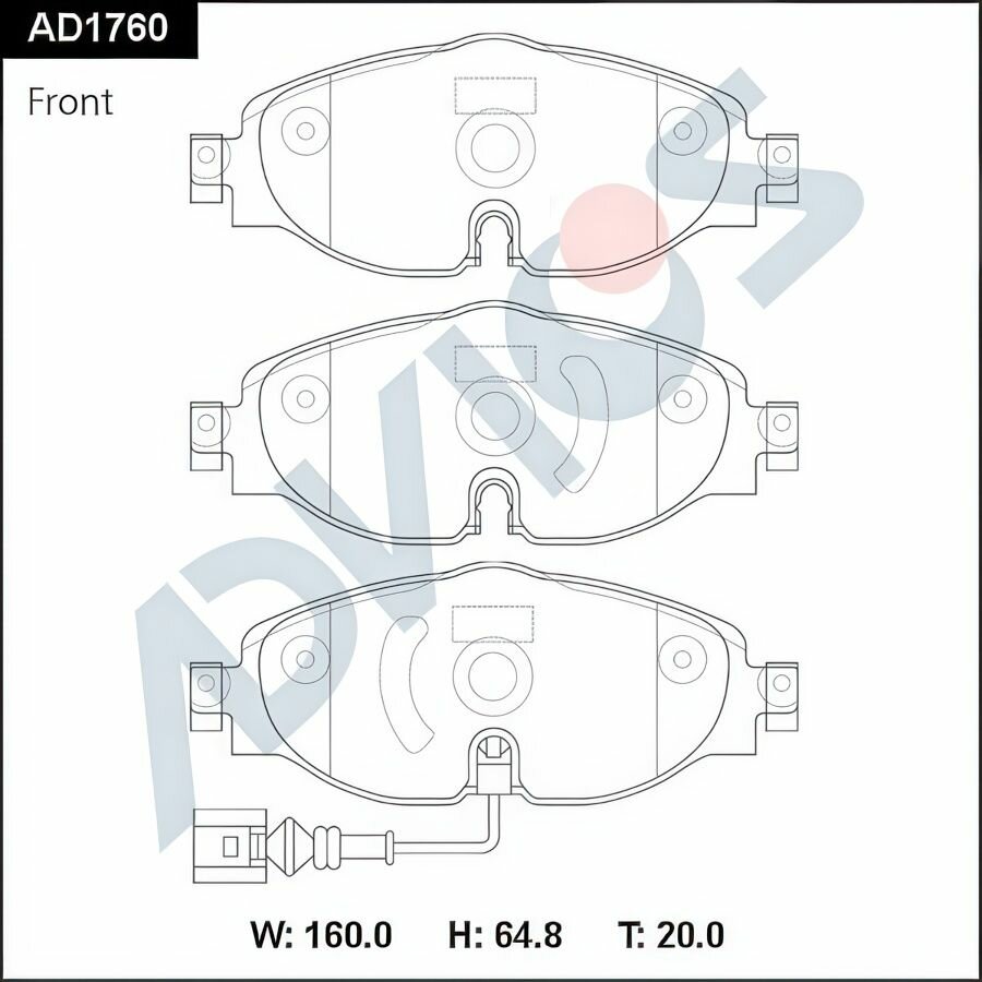 Колодки тормозные керамика передние, oem 5Q0698151D арт AD1760