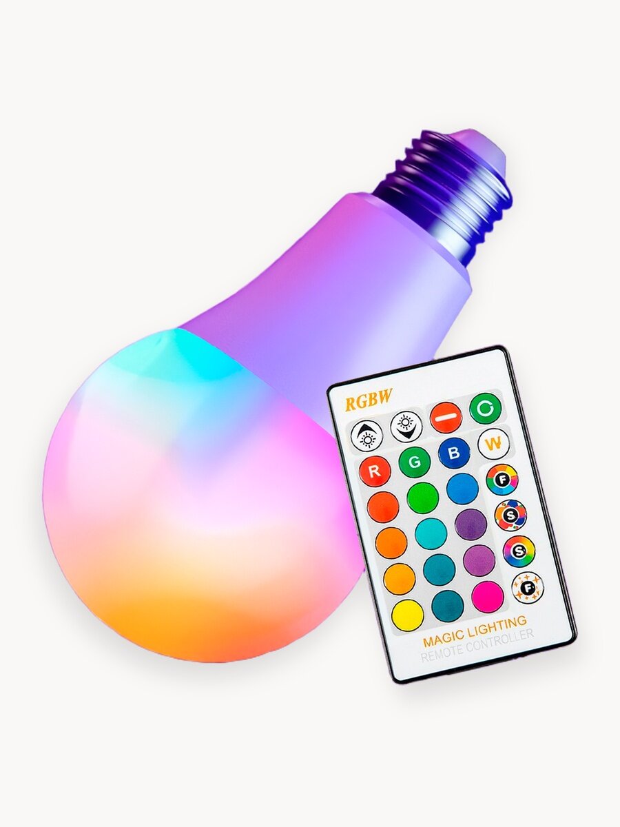 Лампочка светодиодная RGB с пультом дистанционного управления 55х85 мм