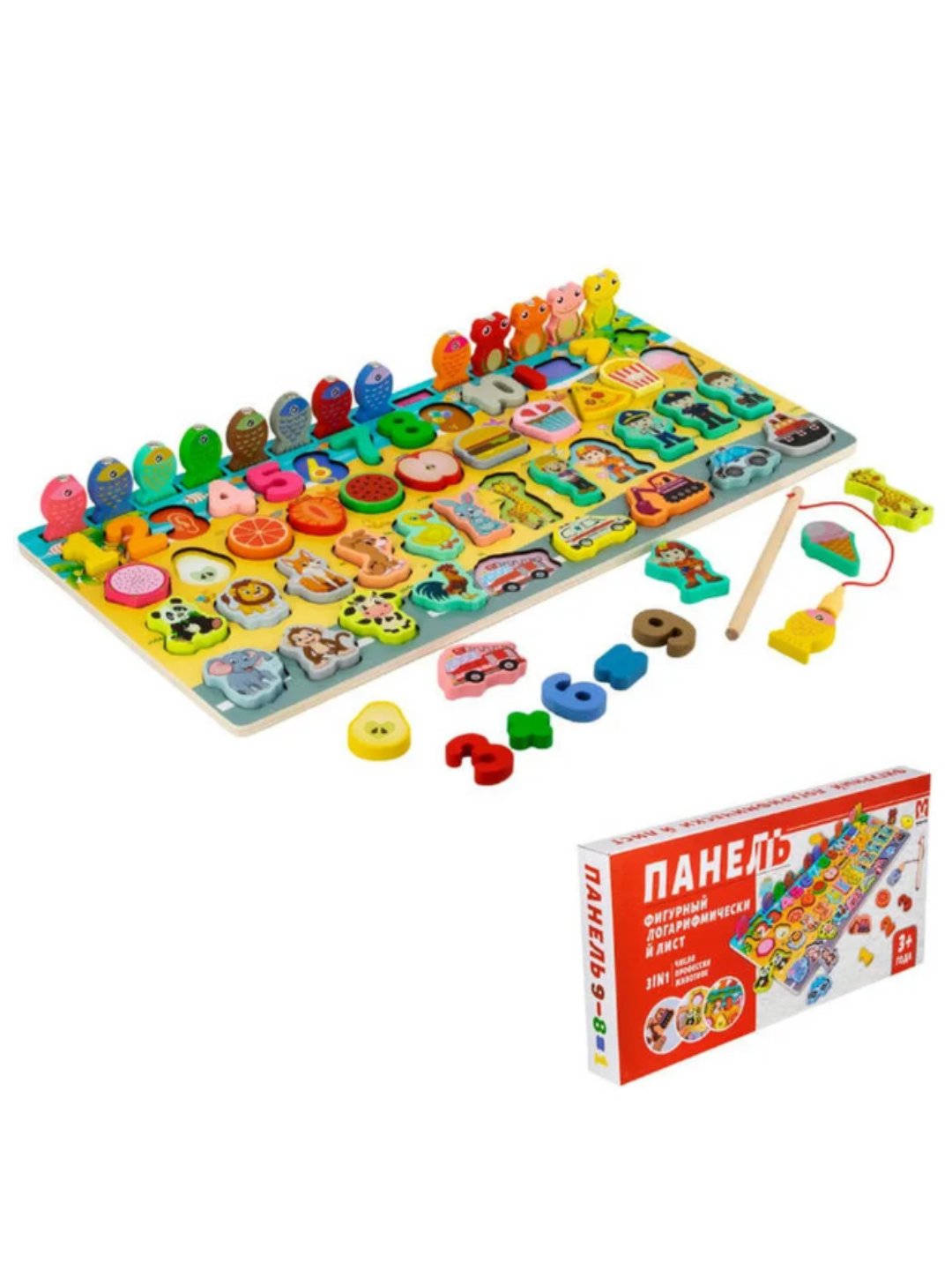 Развивающая игрушка Монтессори, 3 в 1: буквы, цифры и магнитная рыбалка (3+)