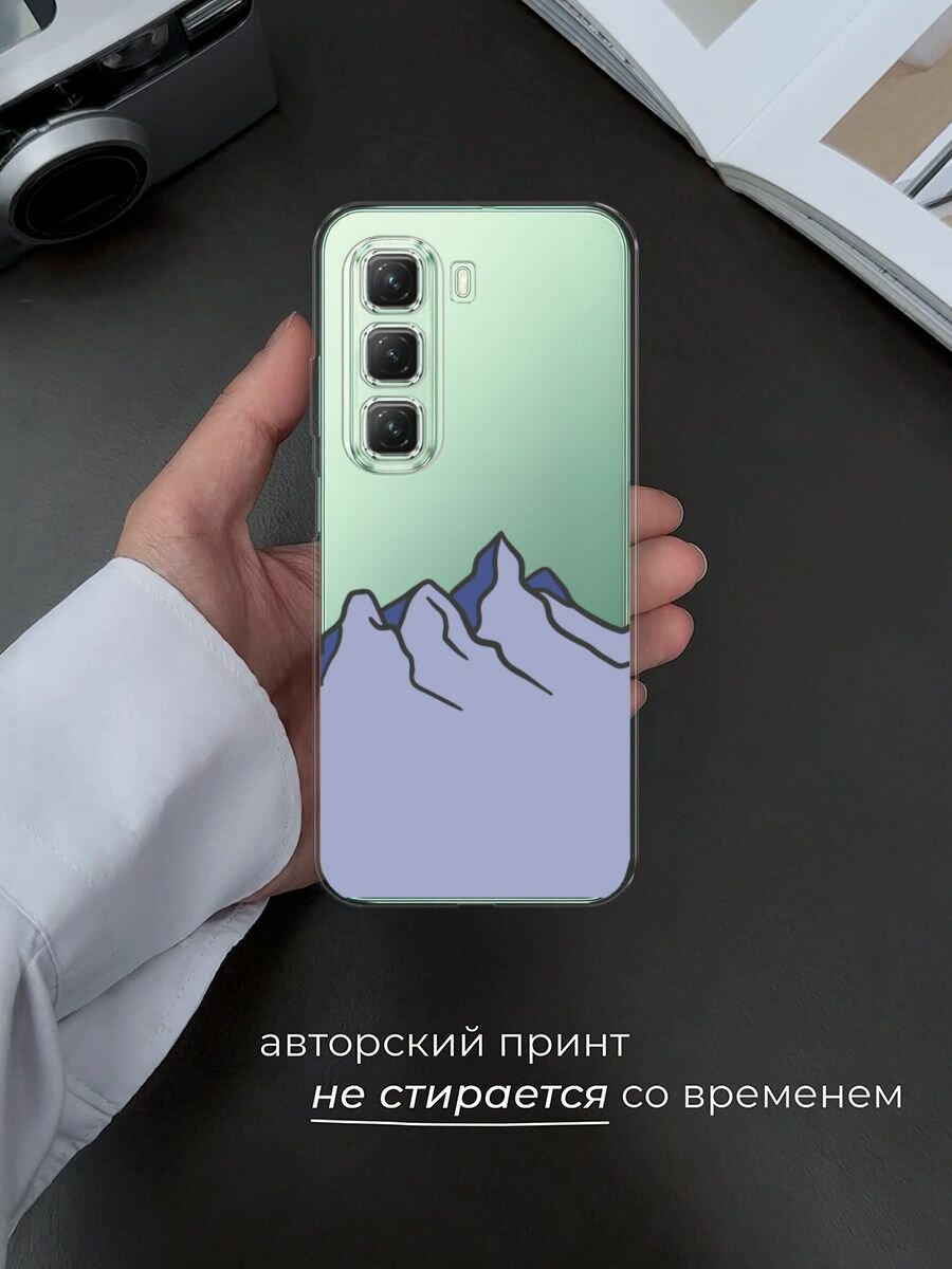 Чехол на Infinix Hot 50 4G / Инфиникс Хот 50 4G с принтом "Гора", прозрачный — фото 1