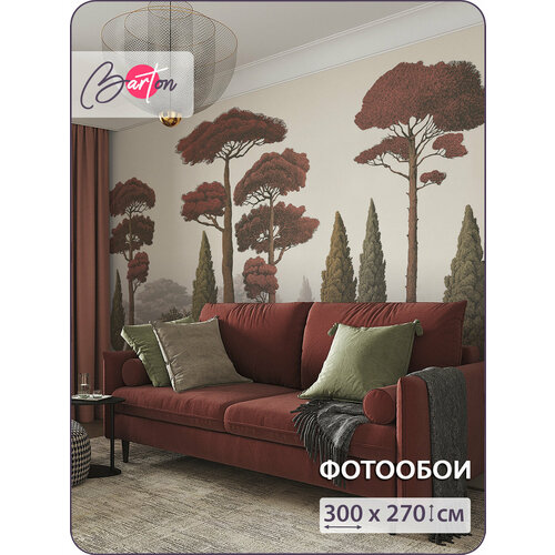 фото Фотообои на стену флизелиновые 3d лес природа 300x270 см bartonwall n175_r barton wallpapers