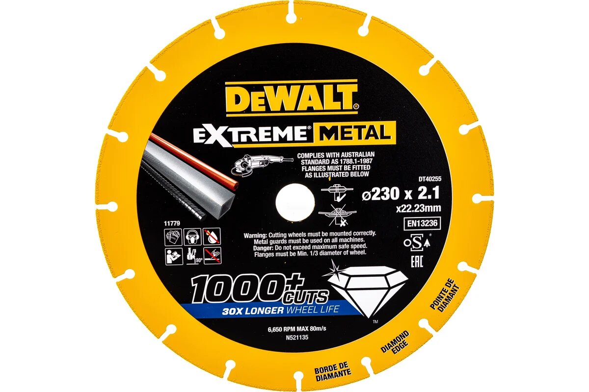 Алмазный диск отрезной по металлу DEWALT 230x22.2 мм DT40255