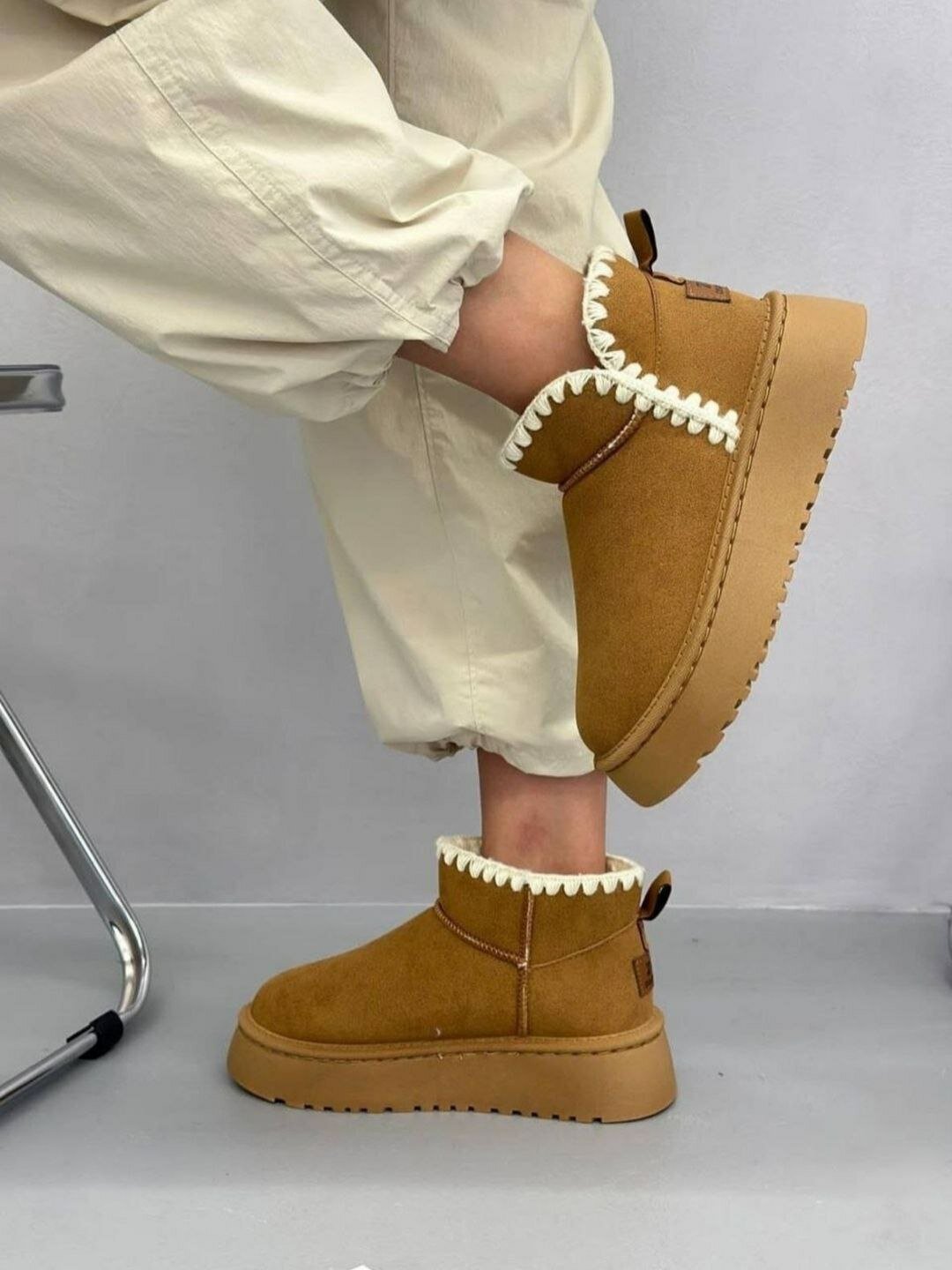 Угги, размер 37, желтый/белый