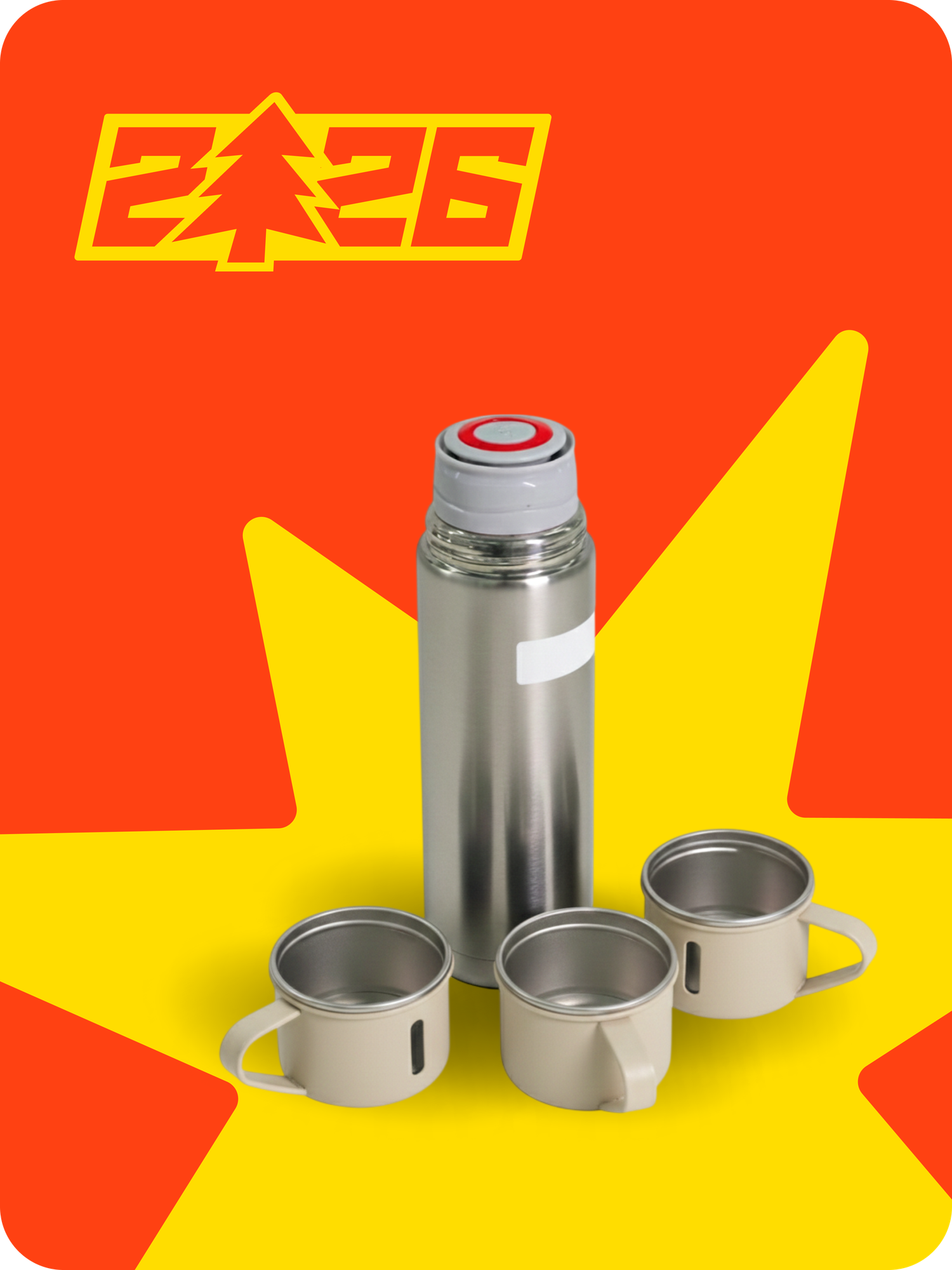 Термос-термокружка для напитков, набор с 3 чашками, 500 мл , подарочный