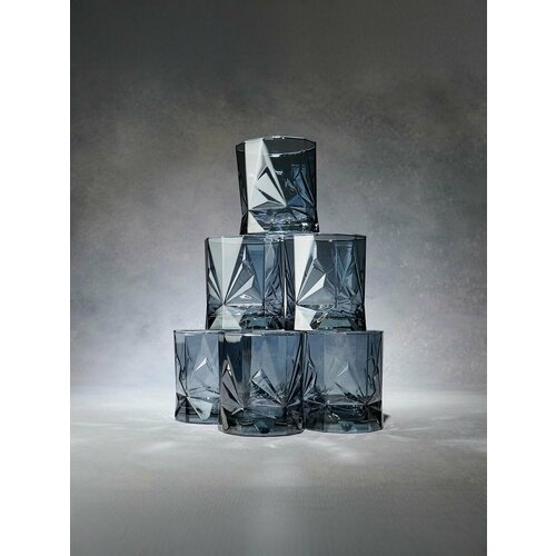 фото Стаканы glasstar exclusive "geometrica the black sea", 6 шт, 340 мл