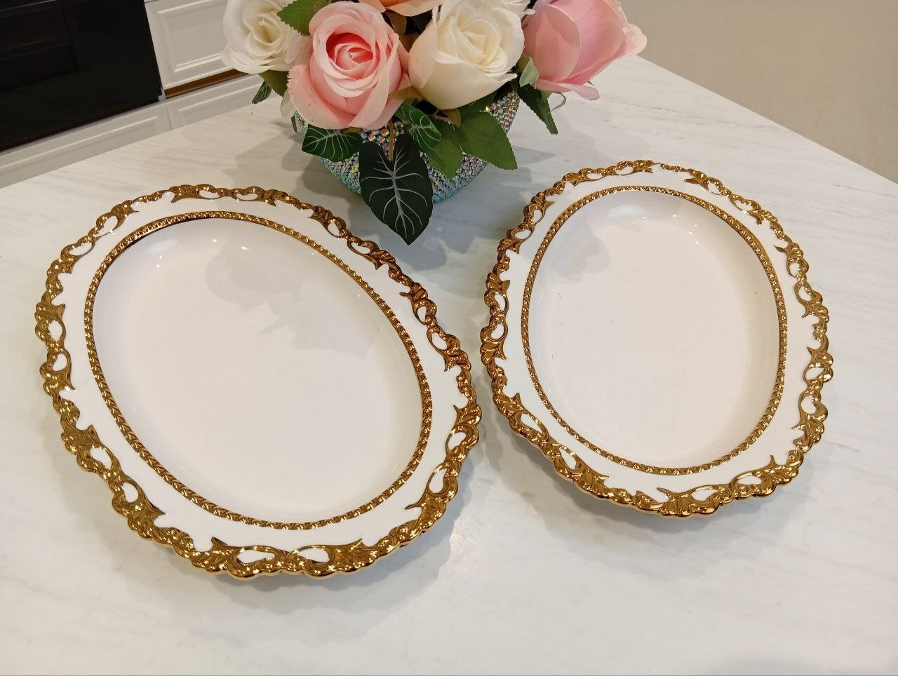 Ассортница "элегантный " фарфоровая, овальная, белого цвета, 15 см, 2 шт