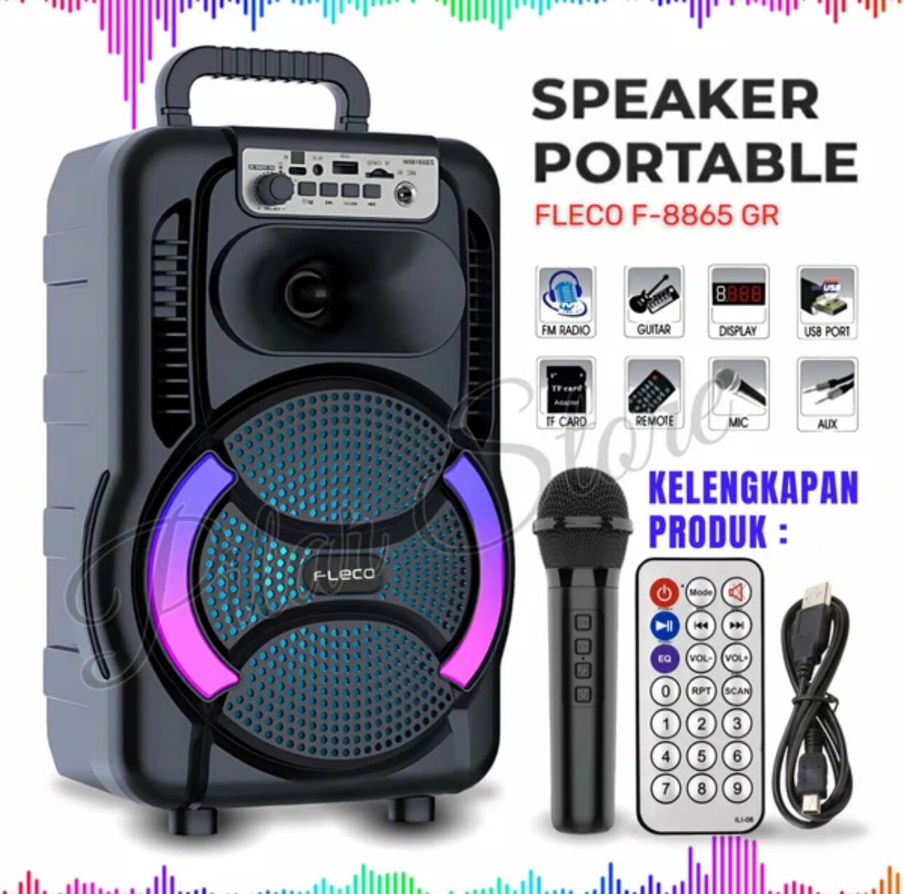 Колонка для караоке Bluetooth ZQS-8166W, с микрофоном и пультом, 37-40 см