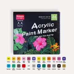 Изображение товара Набор маркеров GuangNa, акриловые, быстросохнущие, для скетчинга, 24 цвета c разными наконечниками