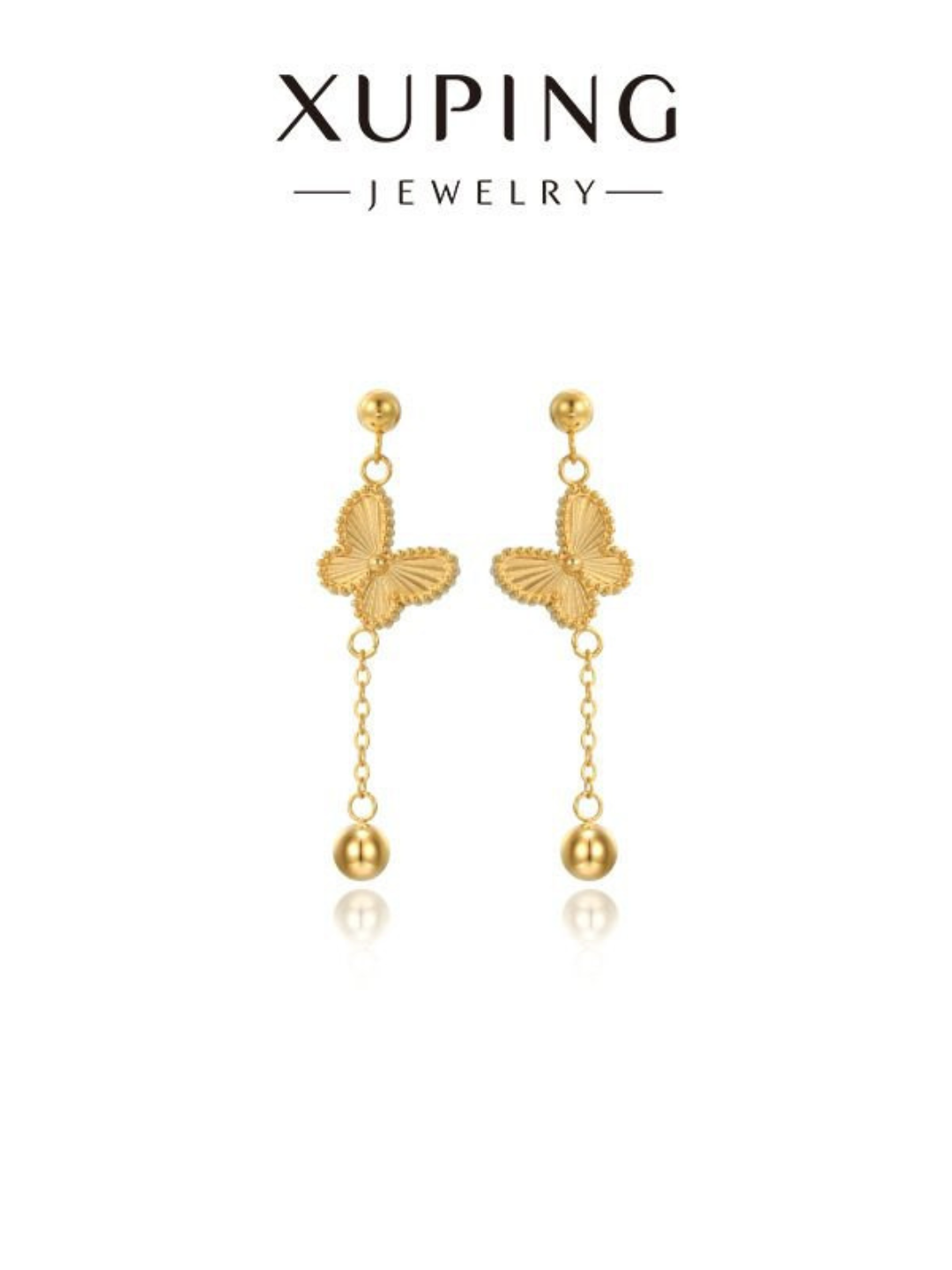 Серьги с подвесками, циркон, размер 10 мм, gold — фото 1