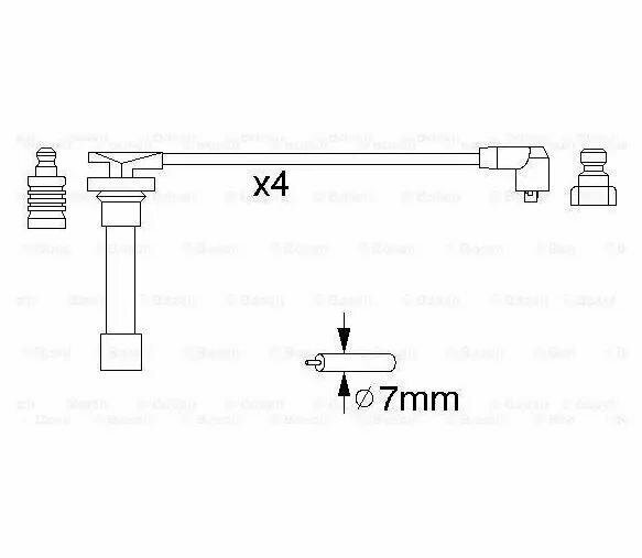 Провода высоковольтные Bosch 986356821, комплект, Nissan