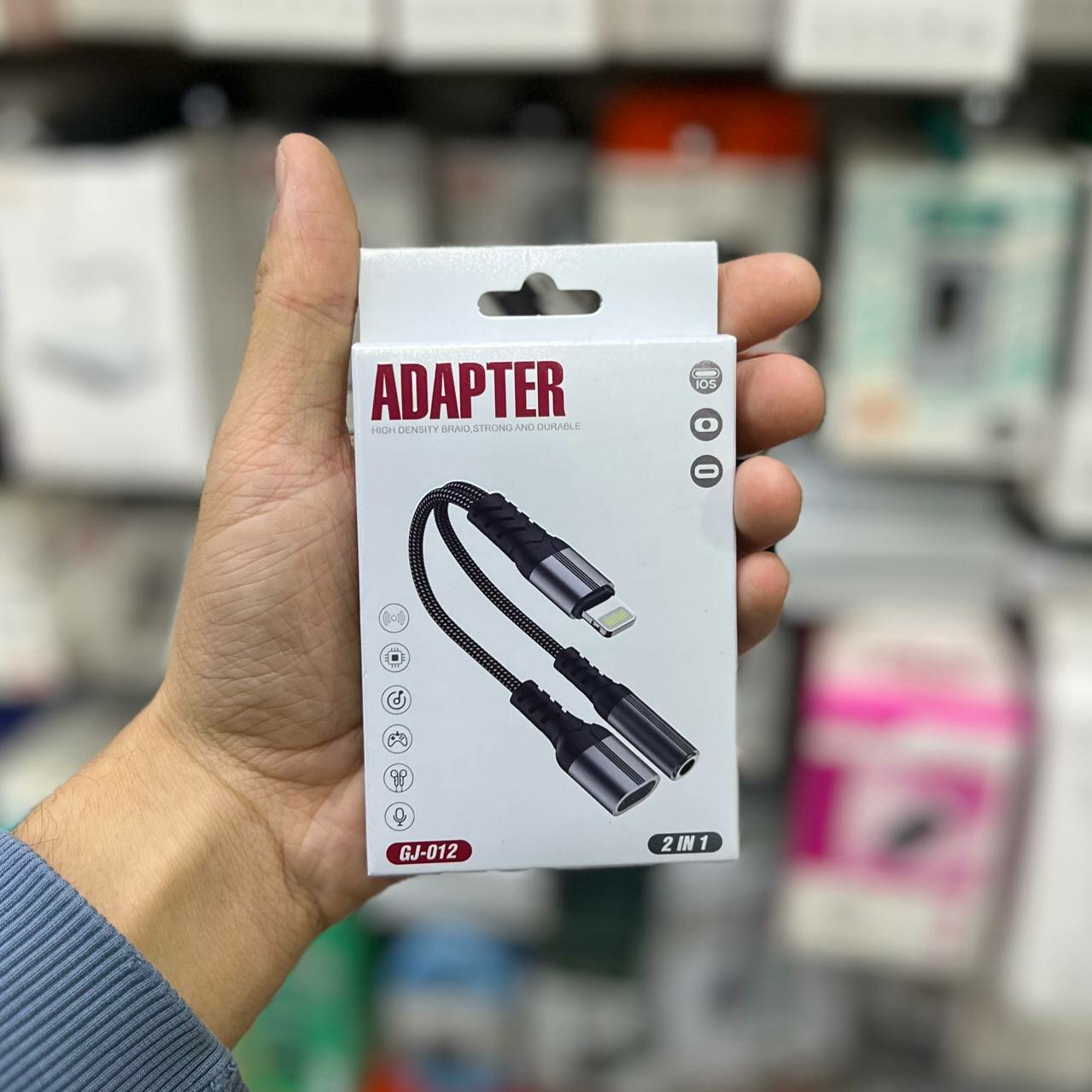 Аудио адаптер Lightning – 2×3.5 мм, 2 в 1, для наушников и микрофона, GJ-012