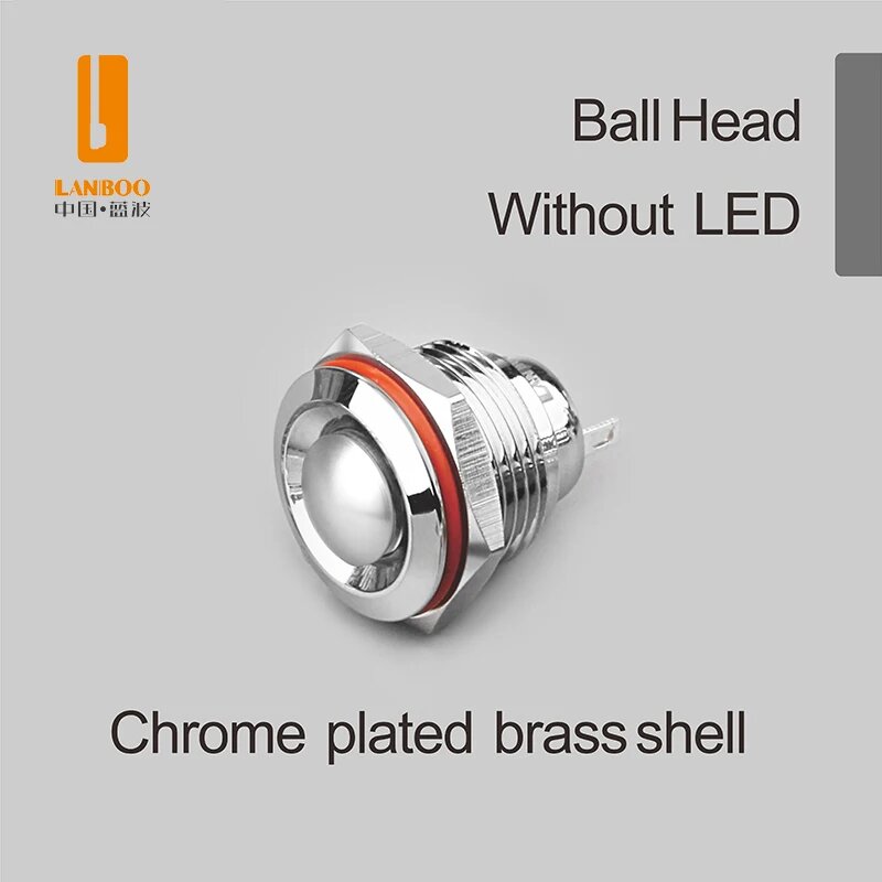 LANBOO Кнопка 16 мм Momentary, без LED, Chrome