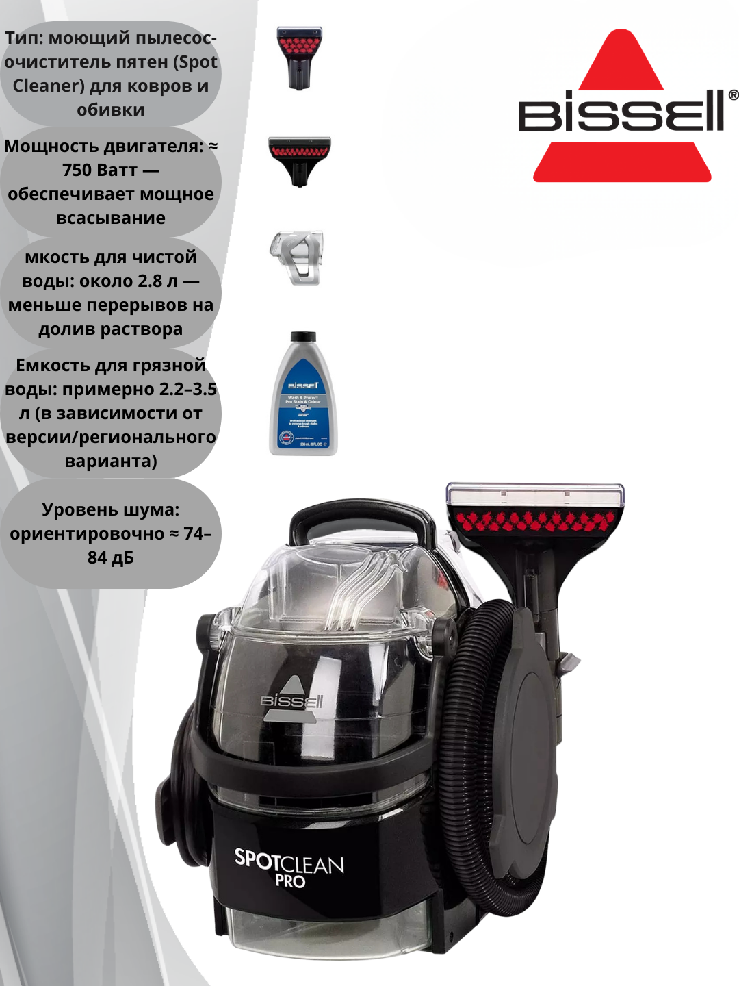 Моющий Пылесос Bissell SpotClean Pro 1558E для очистки ковров