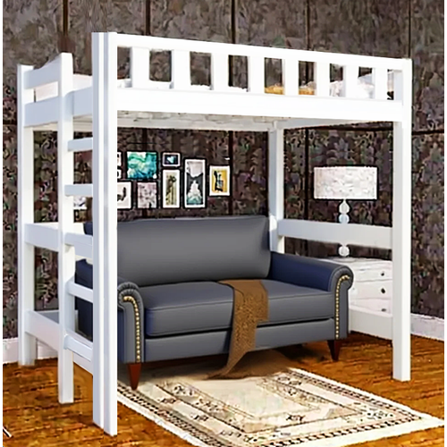 Кровать-чердак остин №2 80х190 белая из массива сосны с ортопедическим дном