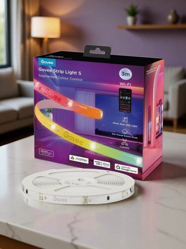 Изображение товара Cветодиодная лента RGB Govee RGBICW LED Strip Lights поддержка Matter H612FCD1, умная LED подсветка 3 метра