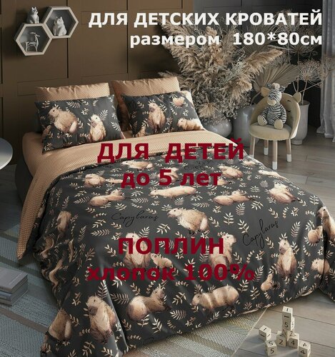 Изображение товара Комплект постельного белья Велли СЛ-161-П-КАПБ-ТМ/180 для детских кроватей и кроваток-машинок, поплин