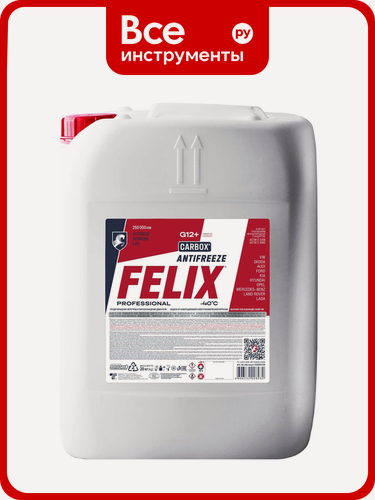 Изображение товара Антифриз FELIX CARBOX G-12+ красный, концентрат, подходит для всех автомобилей, защита от замерзания