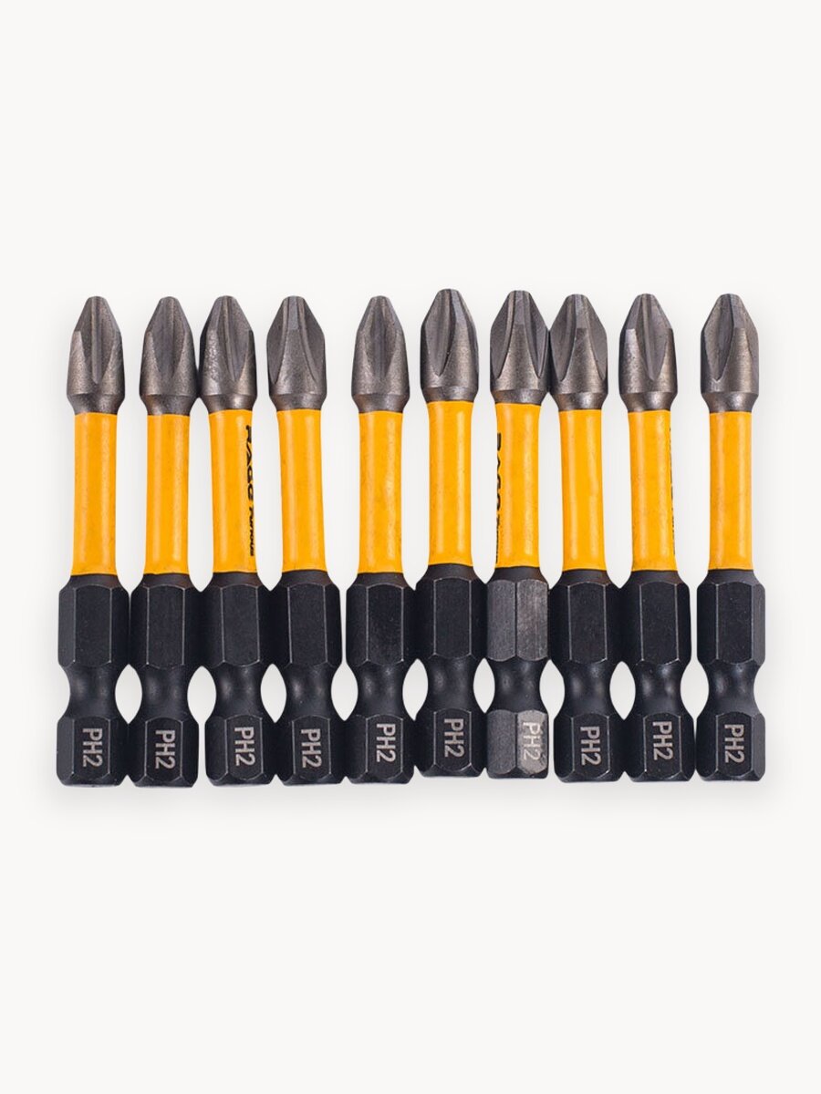 Биты торсионные IMPACT 10 шт S2 PH2 x 50 мм RAGE Furious