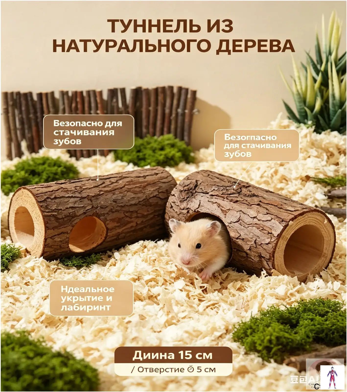 Туннели для хомяков, деревянные домики для грызунов, игрушки из натурального дерева, бревна с отверстиями, экологические украшения в клетках для лазания