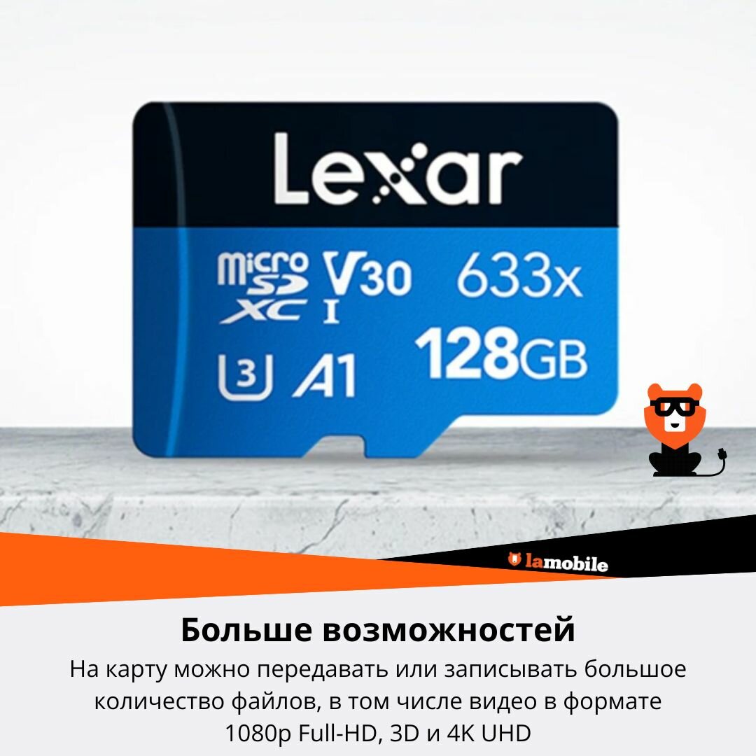 Карта памяти Lexar High-Performance 633x microSDHC 32 Гб — фото 1