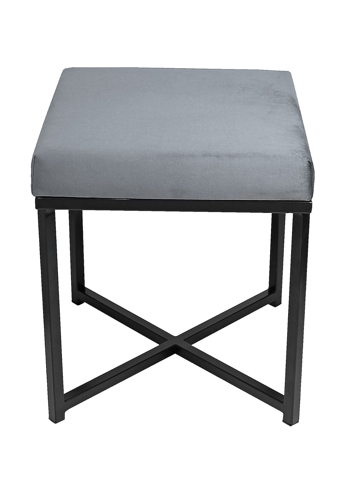 Пуф черный для прихожей, спальни, гостиной, велюр Grey, 400*400*470, CRUZ — фото 1