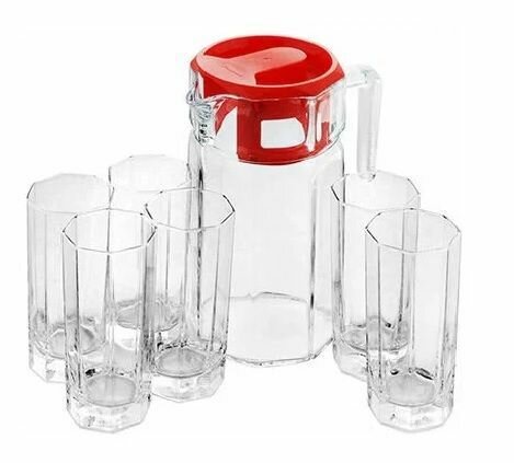 Набор Pasabahce Kosem, графин и стаканы, стекло, 7 предметов. — фото 1