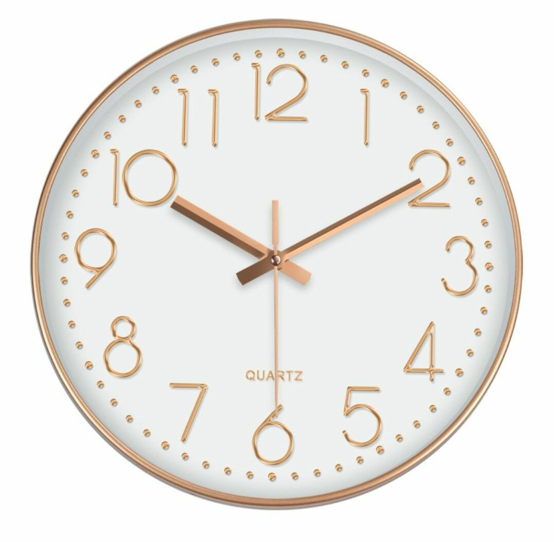Часы настенные бесшумные интерьерные с арабскими цифрами и плавным ходом для гостиной спальни детской офиса d- 30 см