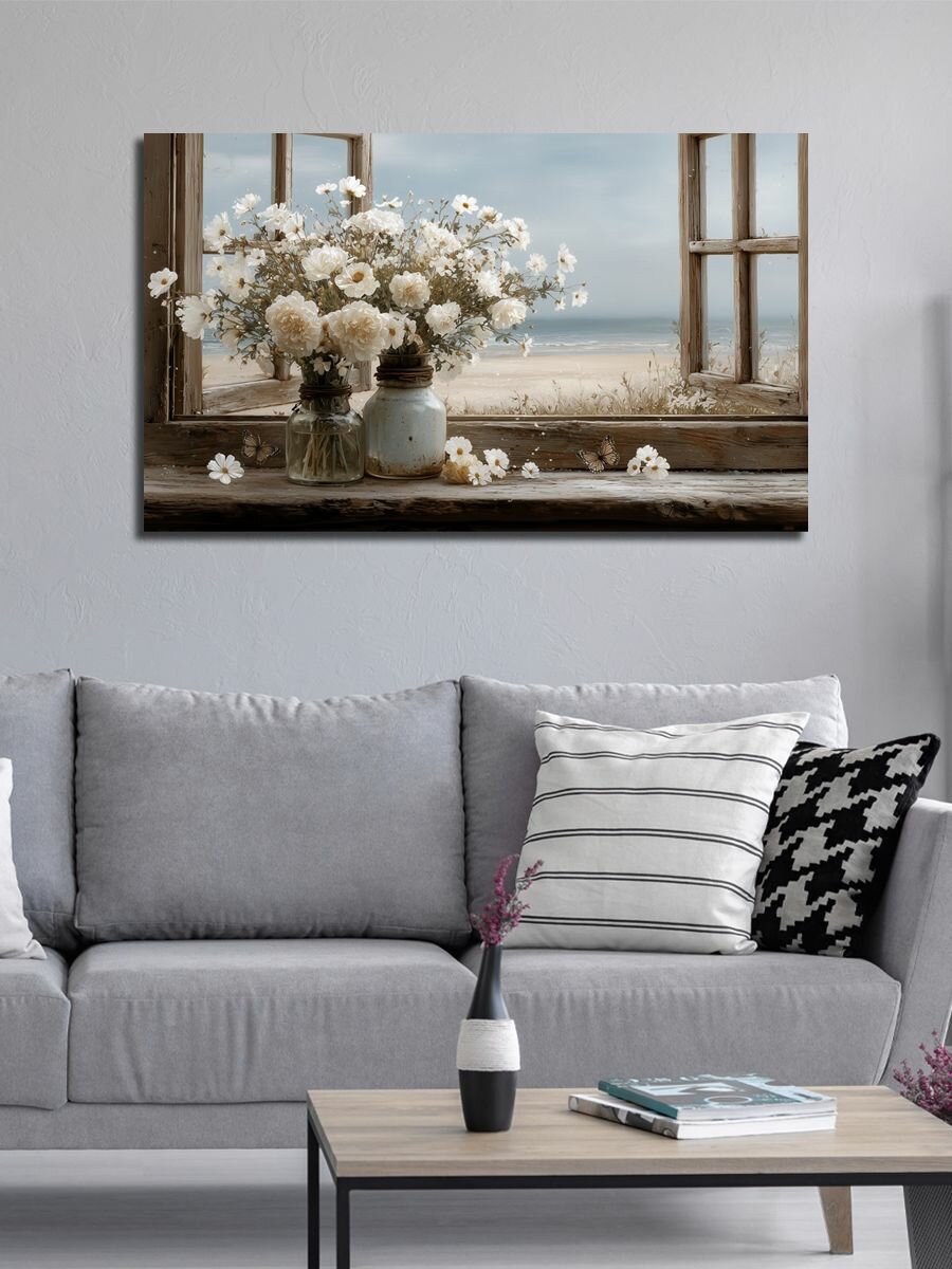 Картина на холсте LOFTime 60х100 Абстракция окно с морским видом КБ-1700-60100