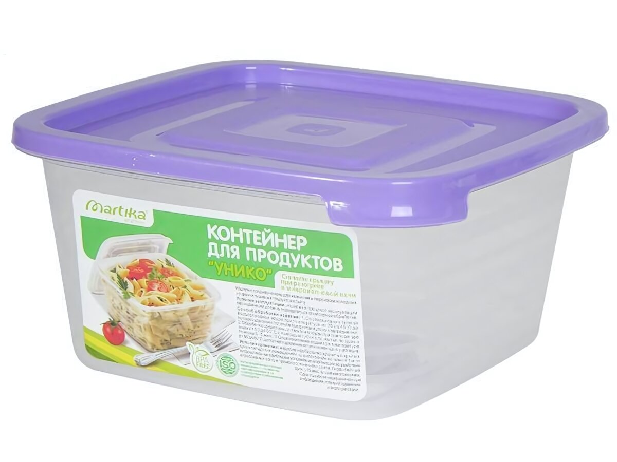 Контейнер 045л для СВЧ «Унико» с плотной крышкой прозрачный пластик