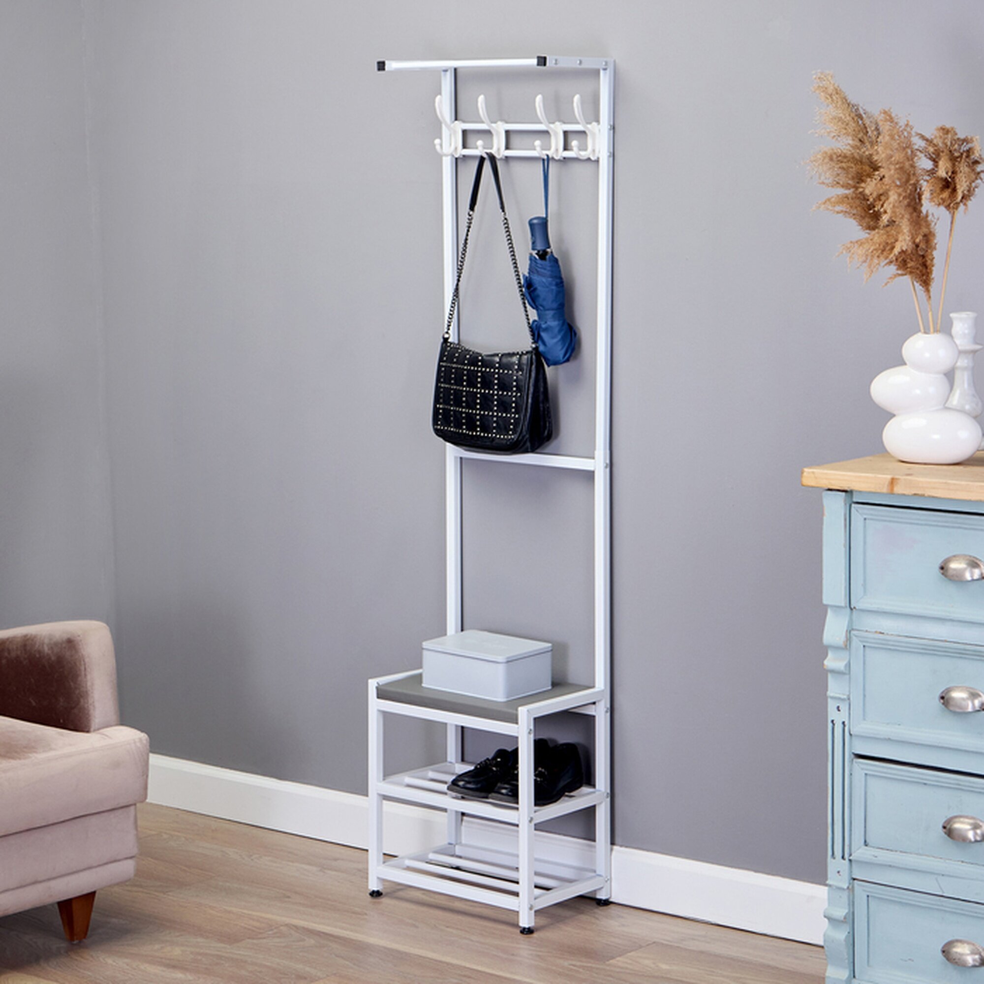 Прихожая Клик Мебель  Basic   металл  белая  40 см x 25 5 см x 160 см