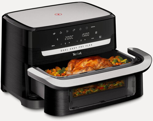 Изображение товара Аэрогриль Tefal Dual Easy Fry Flex EY9228E0 серебристый/ черный