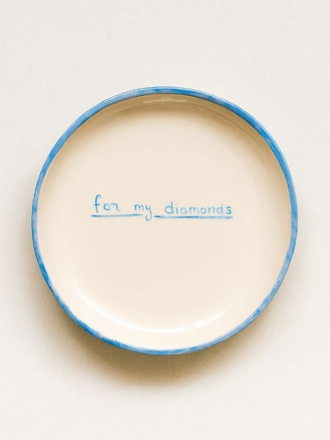 Тарелка ручной работы «For my diamonds», керамика, 15 см