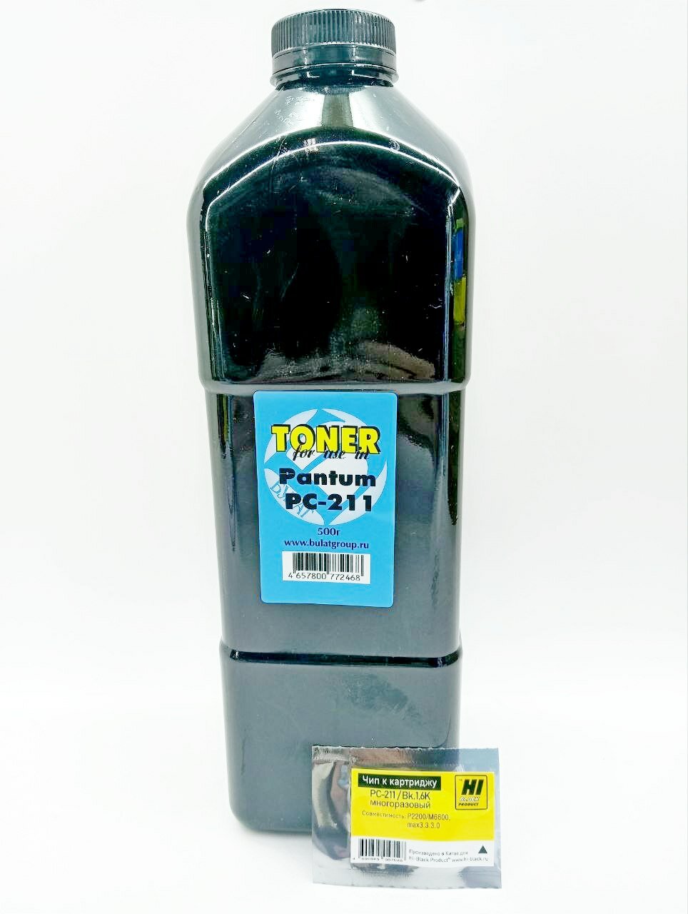 Тонер Булат PC-211EV + вечный чип для картриджа для заправки лазерных картриджей Pantum M6500/P2200, черный, 500гр