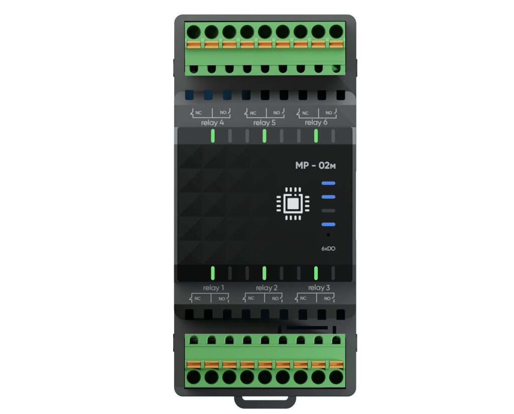 Модуль расширения Цинтрон МР-02м 6xDO, 6 релейных выходов NO NC, IP20, Modbus RTU, крепление на DIN-рейку