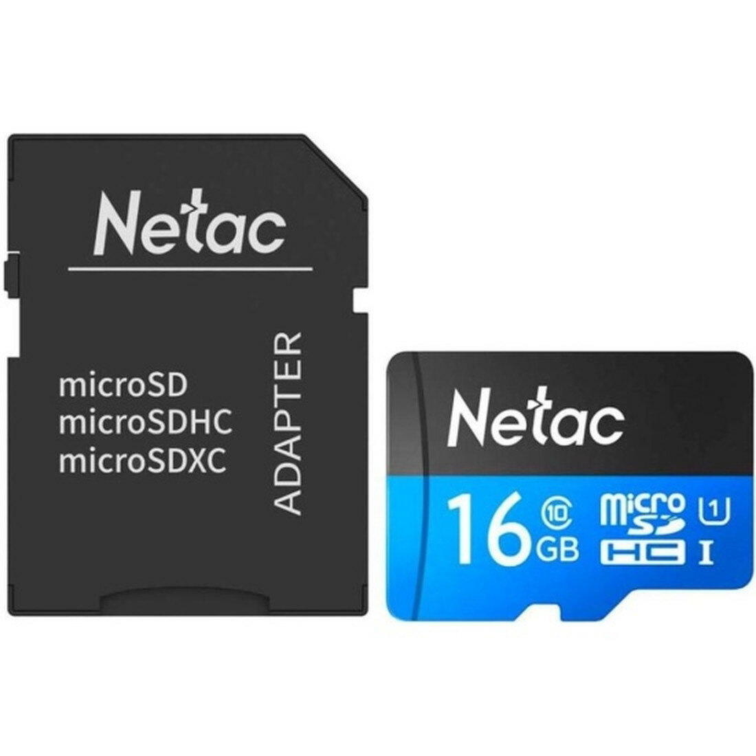 Карта памяти Netac P500 MicroSDHC 16Gb Class 10 UHS-I 80MB/s + ADP (NT02P500STN-016G-R)