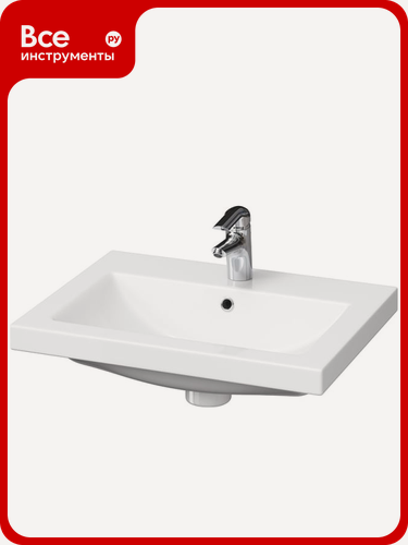 Изображение товара Раковина Cersanit Como 60 S-UM-COM60/1-w, встраиваемая, фаянс, санфарфор, прямоугольная форма, классический стиль