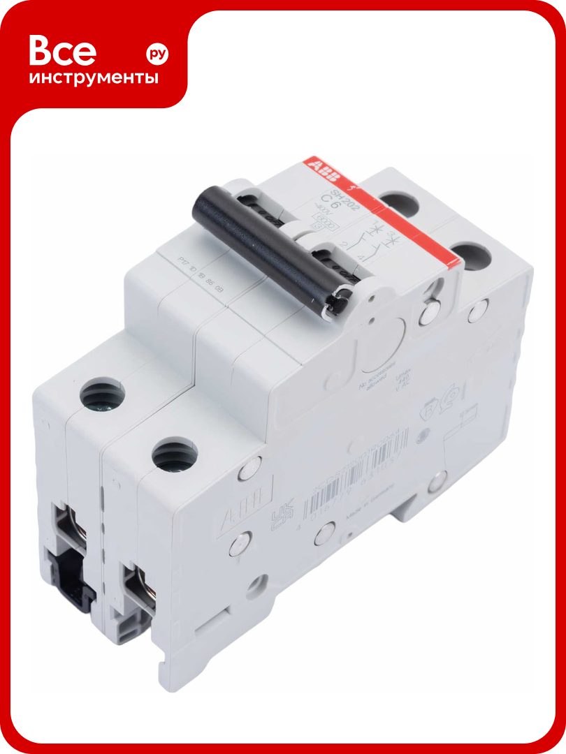 Автоматический выключатель ABB 2-полюсной sh202 c 6 2CDS212001R0064