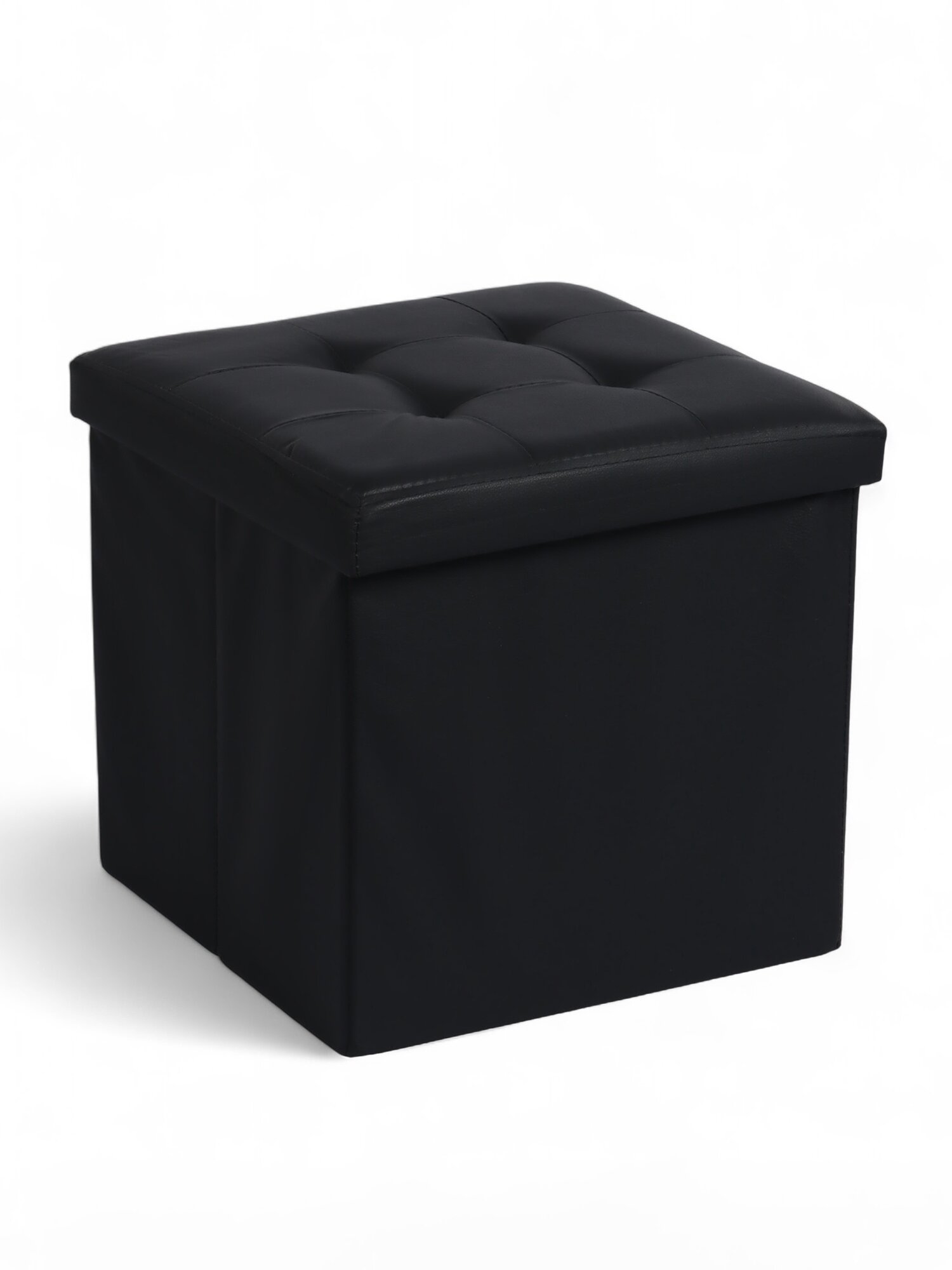 Пуф – короб складной «Клик Мебель», с ящиком, 380×380×380 мм, экокожа, цвет чёрный