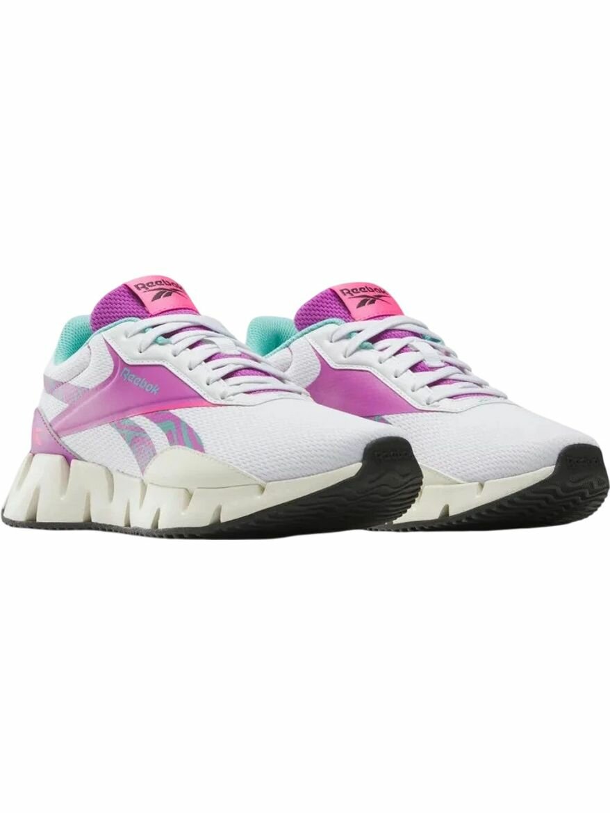 Кроссовки Reebok Zig Dynamica STR, полнота F (EU)/ на среднюю стопу, размер 7 US, белый/бежевый/фиолетовый — фото 1
