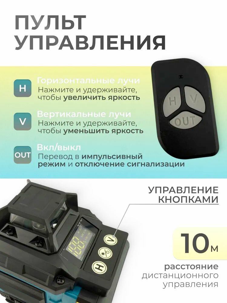 Изображение Лазерный уровень строительный 360 4D / Нивелир, 16 лучей с пультом управления и штативом, Зеленый луч 360 Makita