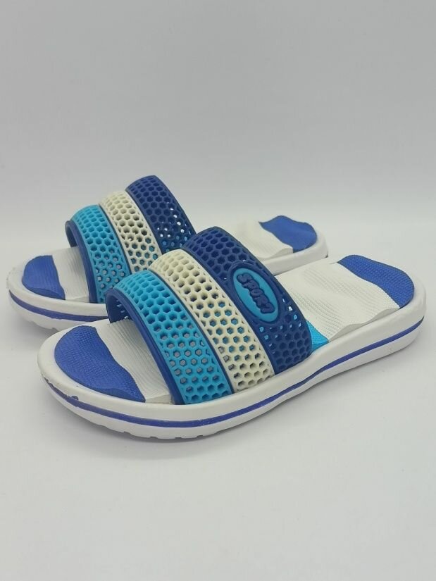 Шлёпанцы НЕБОСОЙ размер 24 стелька - 135 см. голубой/белый