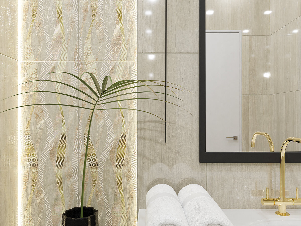 Плитка Eletto Ceramica Trevi Decor Beige Onda 25.1x70.9 587662001 гладкая глянцевая Глазурованная изностойкая