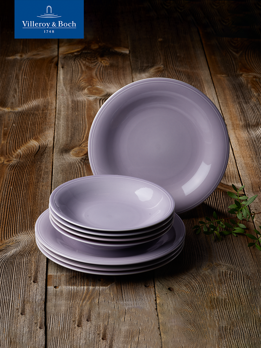 Набор посуды столовой из 8-ми тарелок, Color Loop Blueblossom, like. by Villeroy & Boch, Премиум-Фарфор