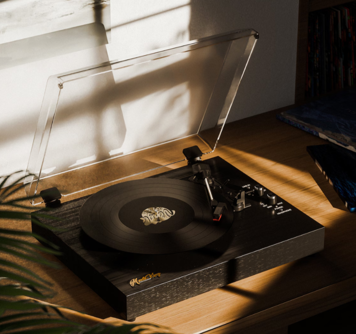 Виниловый проигрыватель MzeliKing в стиле ретро Vintage Black/черный, встроенные динамики, Bluetooth 5.3